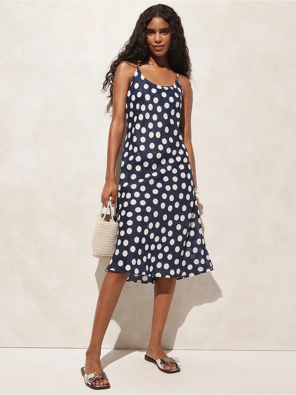 Maryam Nassir Zadeh X J.Crew Polka Dot Ramie Slip dress